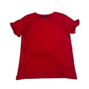 Fashion Red Flutter Sleeve T Shirt Women Medium